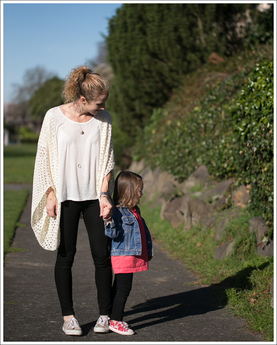 Blog Lily McNeal Open Knit Crochet Cardigan UO Corner Shop Tee DL1961 Emma Riker Gold Superga-4