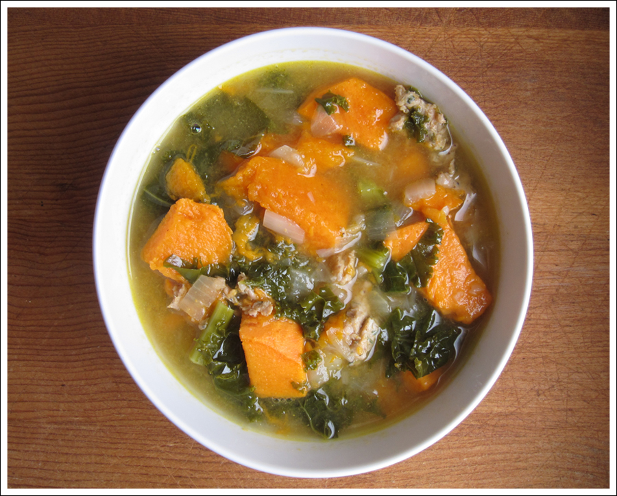 Blog sausage kale sweet potato soup 1