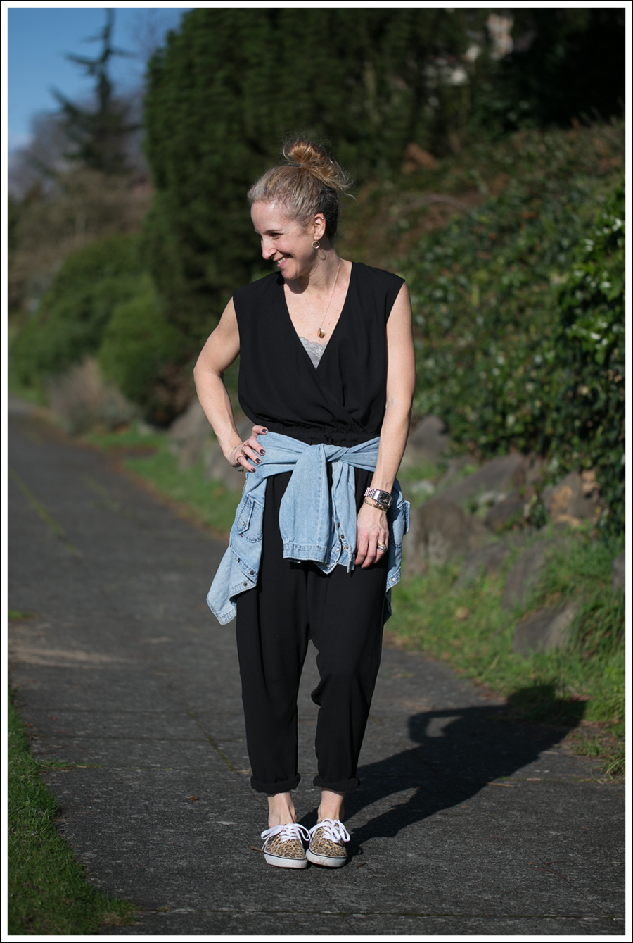 Blog The Fifth Label Drop-Crotch Jumpsuit Levis Denim Shirt Leopard HM Shoes-1