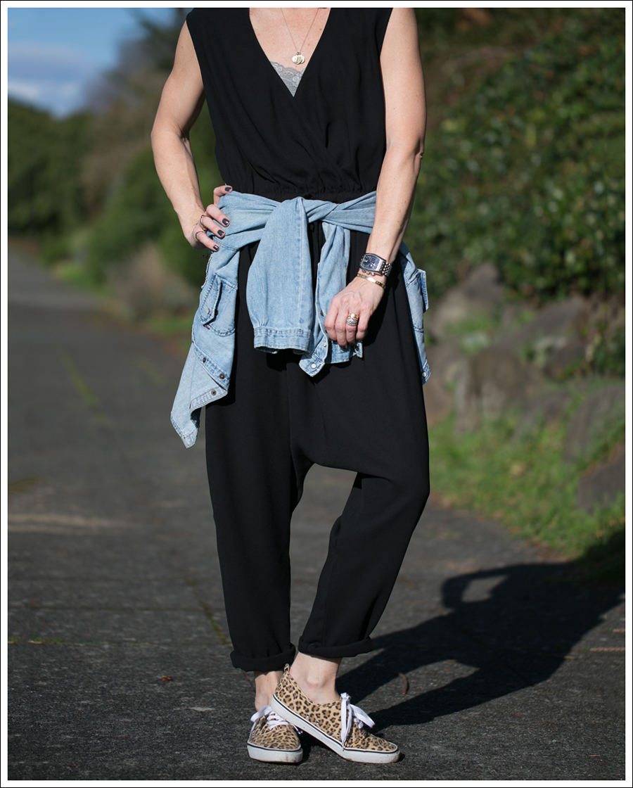 Blog The Fifth Label Drop-Crotch Jumpsuit Levis Denim Shirt Leopard HM Shoes-2