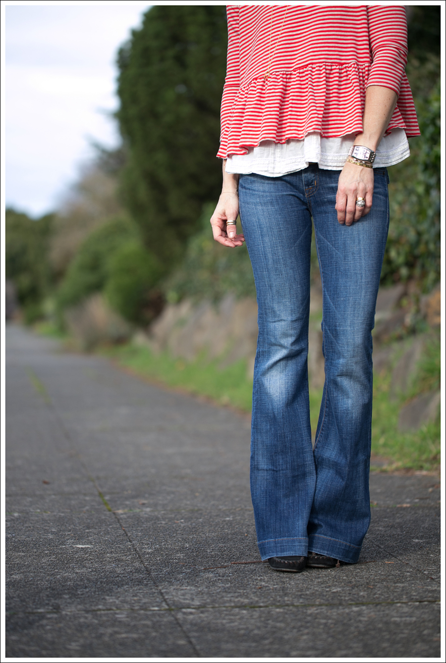 Blog We the Free Free People Peplum Tee Hudson Ferris Flare Jeans Sam Edelman Moccasin Wedge-1