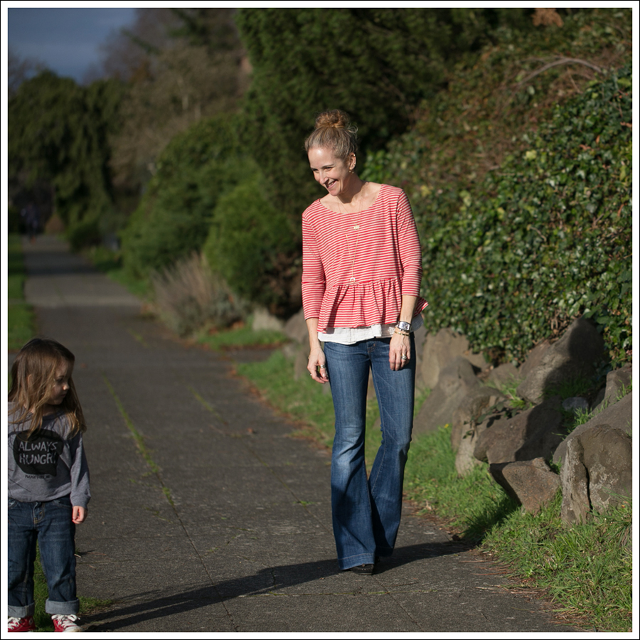 Blog We the Free Free People Peplum Tee Hudson Ferris Flare Jeans Sam Edelman Moccasin Wedge-3