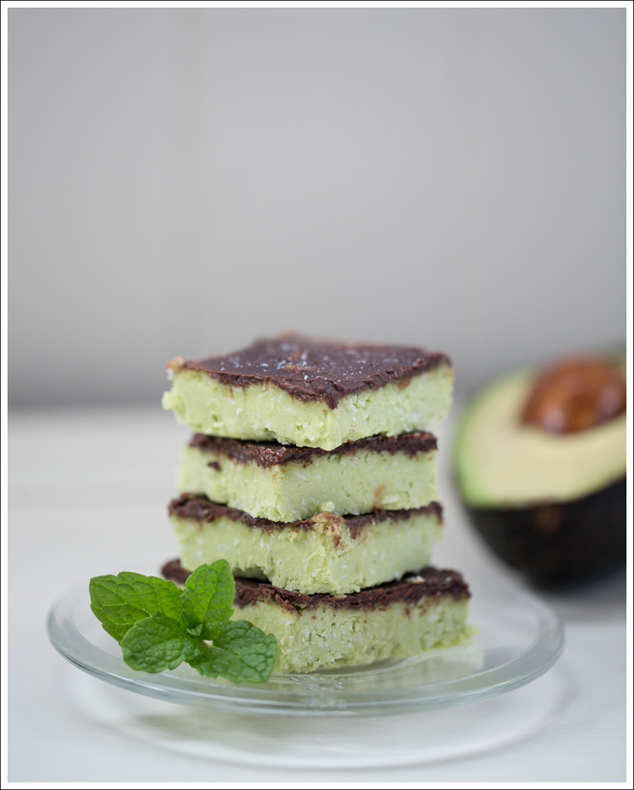 Blog Paleo Vegetarian No Bake Avocado Chocolate Mint Bars-1
