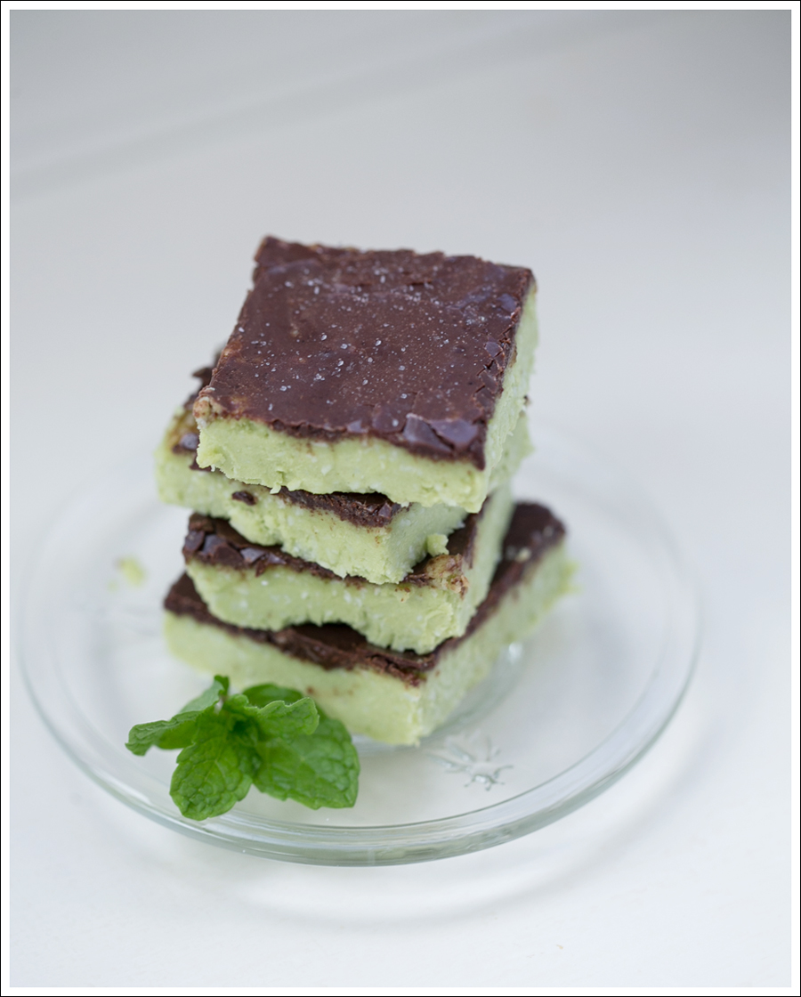 Blog Paleo Vegetarian No Bake Avocado Chocolate Mint Bars-3