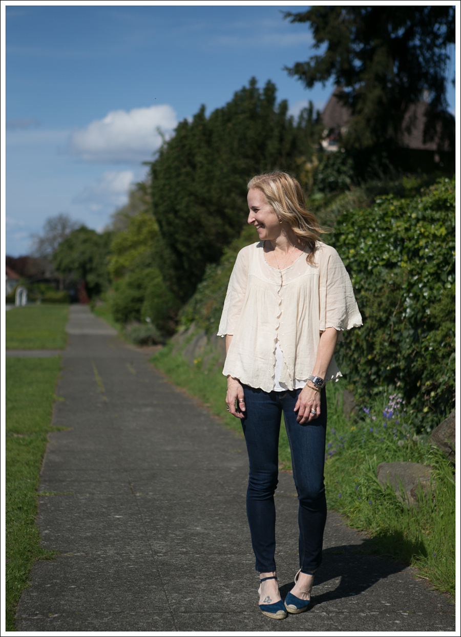 Blog See by Chloe Cream Scalloped top DL1961 Angel Faconnable Navy suede espadrilles-1