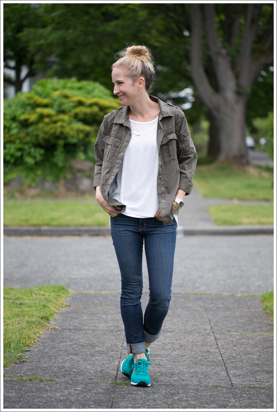 Blog blank nyc fitted military shirt Corner Shop Tee J Brand 812 Mid Rise Pencil Leg in Dark Vintage New Balance 501 Retro -1