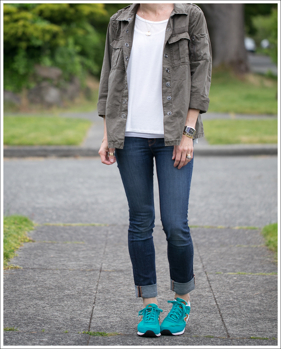 Blog blank nyc fitted military shirt Corner Shop Tee J Brand 812 Mid Rise Pencil Leg in Dark Vintage New Balance 501 Retro -2