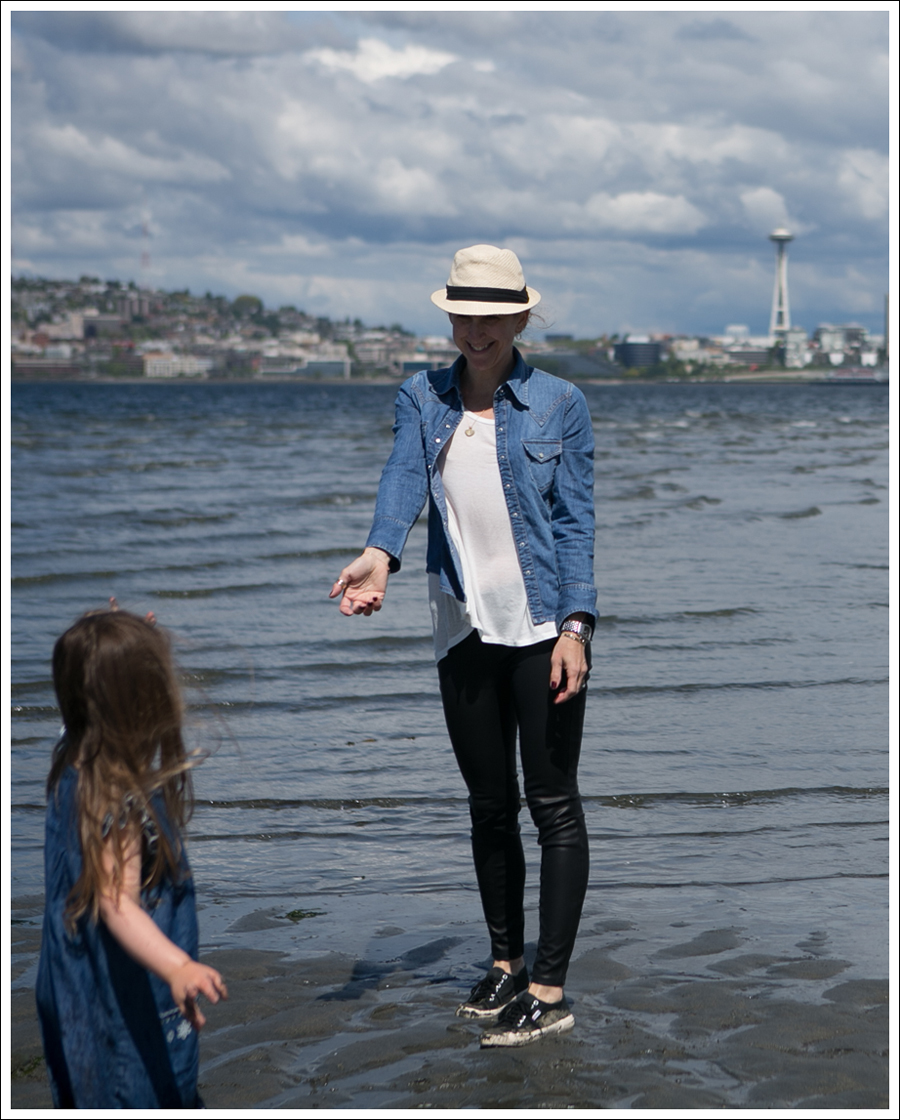 Blog HM Fedora Gap Denim Shirt Corner Shop Tee Blank NYC Vegan Leather Leggings Black Superga-3