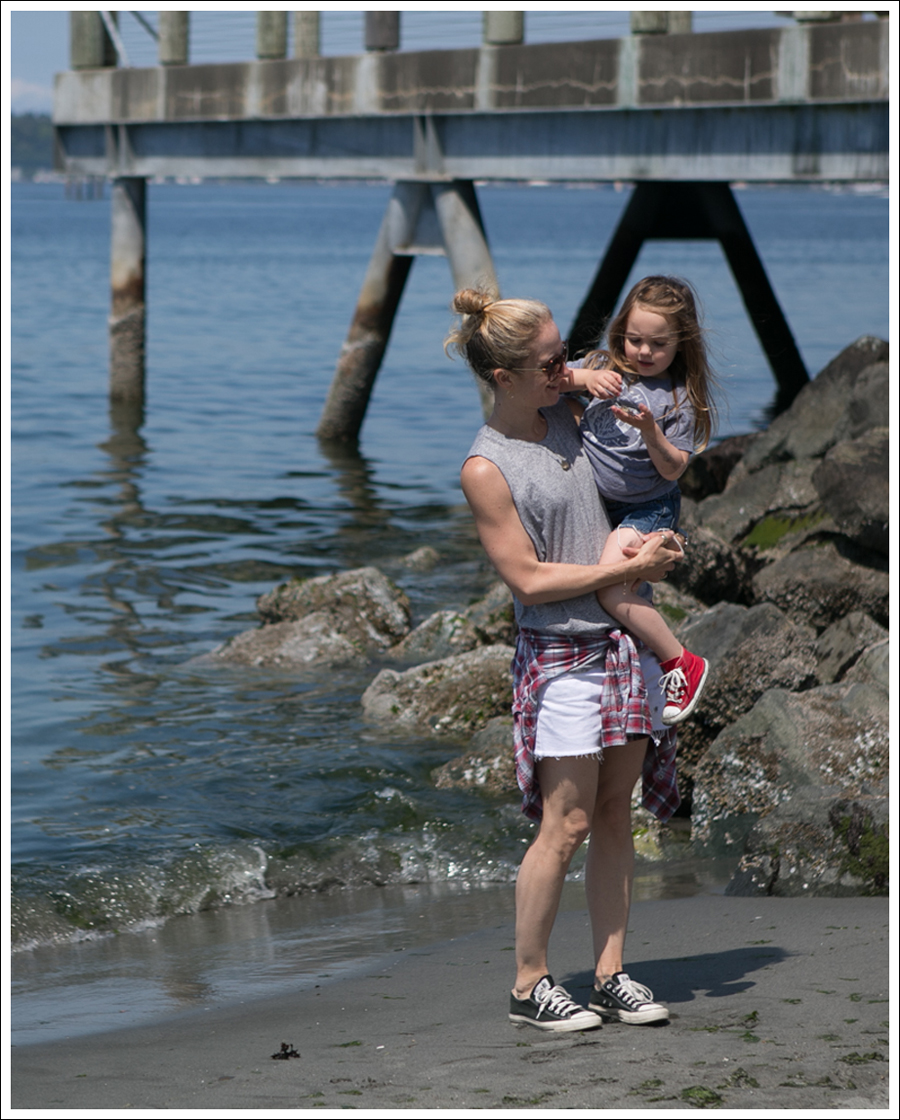 Blog HM Gray Muscle Tee DL1961 Lola Cut Off Shorts in Lennox Panhandle Slim Vintage Plaid Button Down Black Converse-4