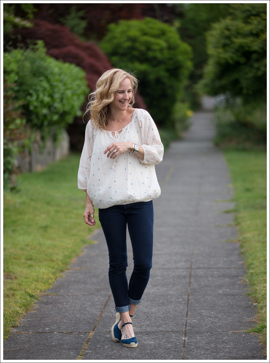Blog J Crew Peasant Blouse DL1961 Emma Cellar Faconnable Espadrilles-2
