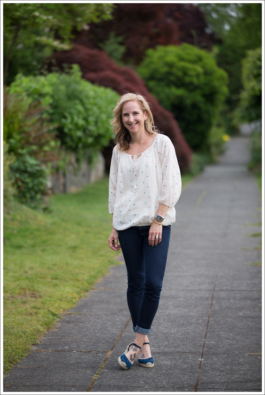 Blog J Crew Peasant Blouse DL1961 Emma Cellar Faconnable Espadrilles-3