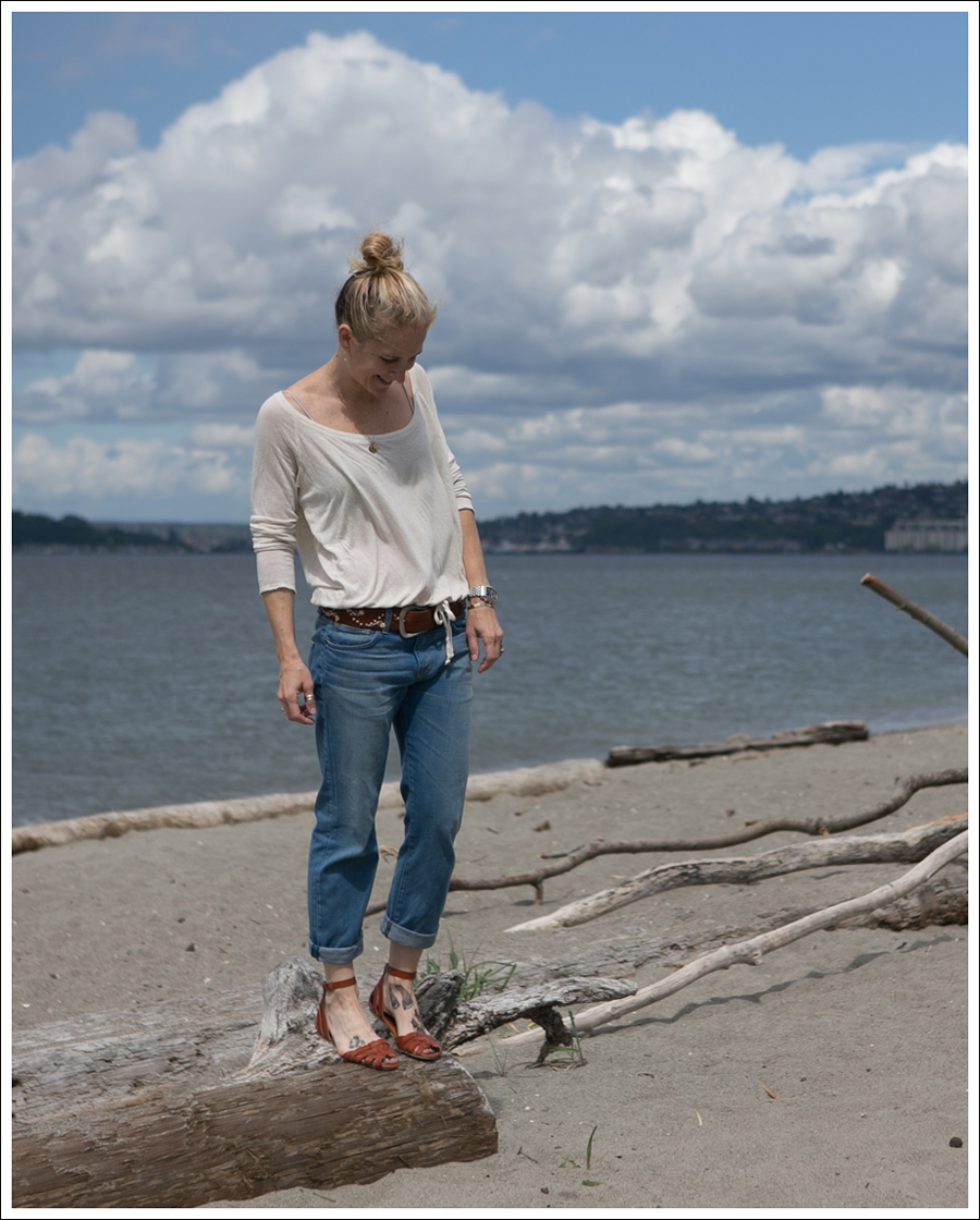 Blog Lady and the Sailor Drawstring Top Current Elliott Boyfriend Jeans Sunshadow Target Shauna Huarache-2