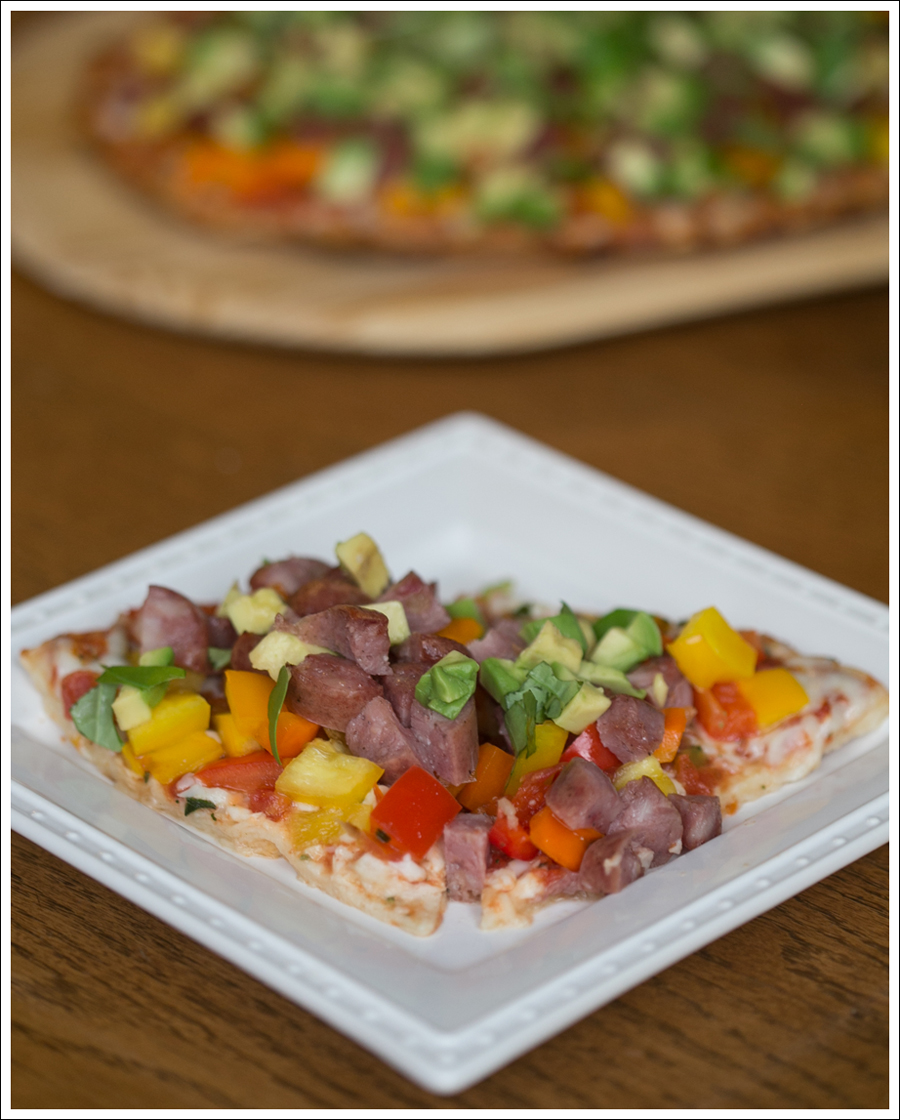 blog Costco Healthy Cheese Pizza Aidells Chicken Sausage Peppers Avocado Basil-1