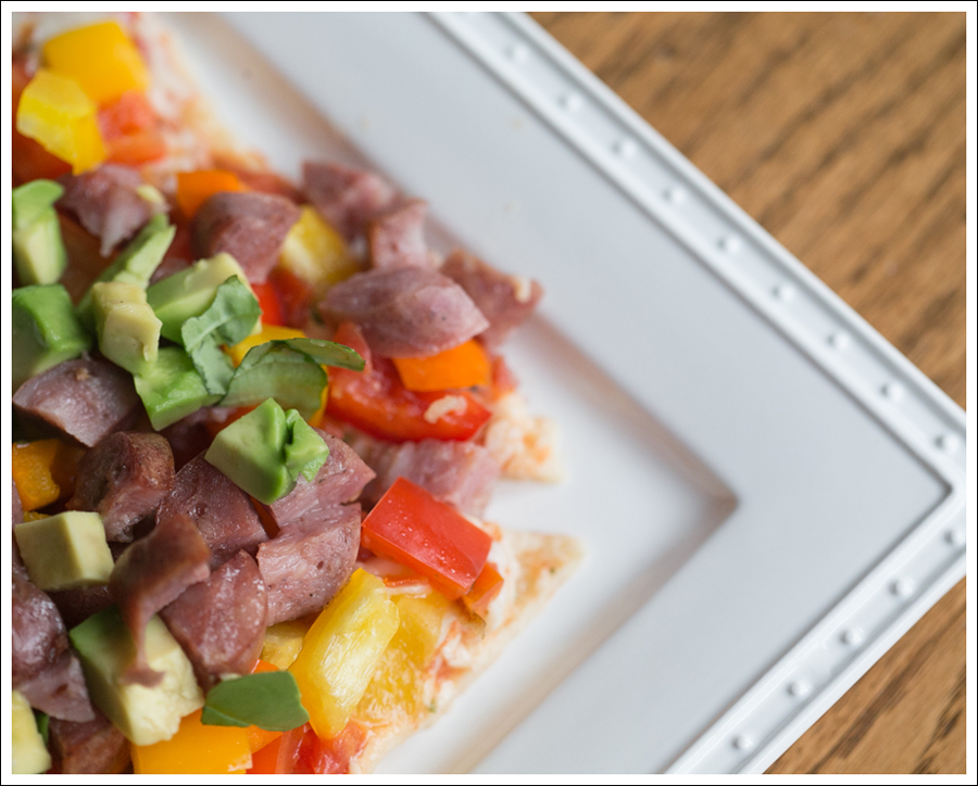 blog Costco Healthy Cheese Pizza Aidells Chicken Sausage Peppers Avocado Basil-4