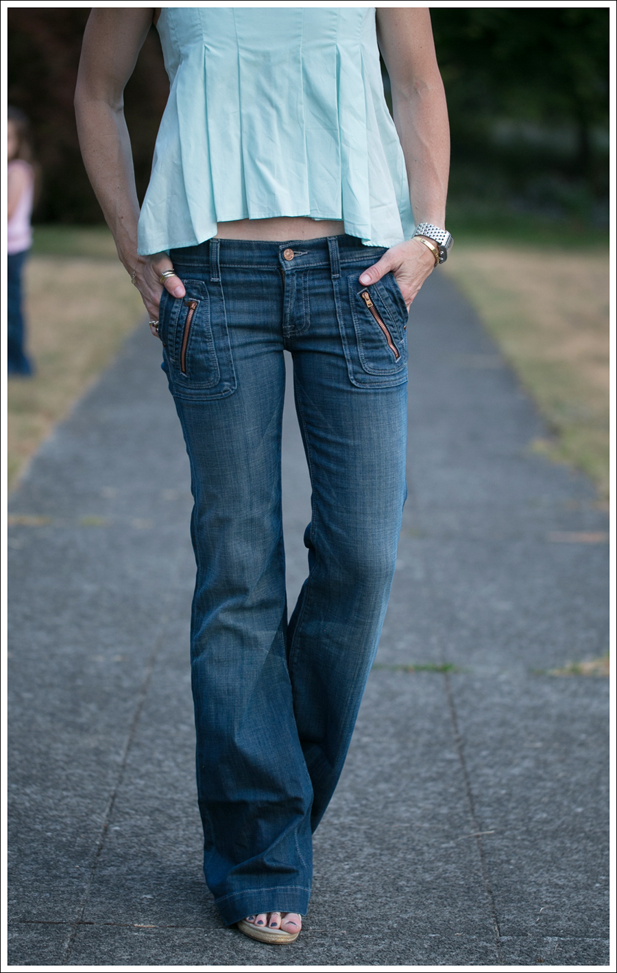 Blog Zara Mint Crop Tank 7FAM Dojo Wide Leg Flare Banana Republic Espadrilles-2