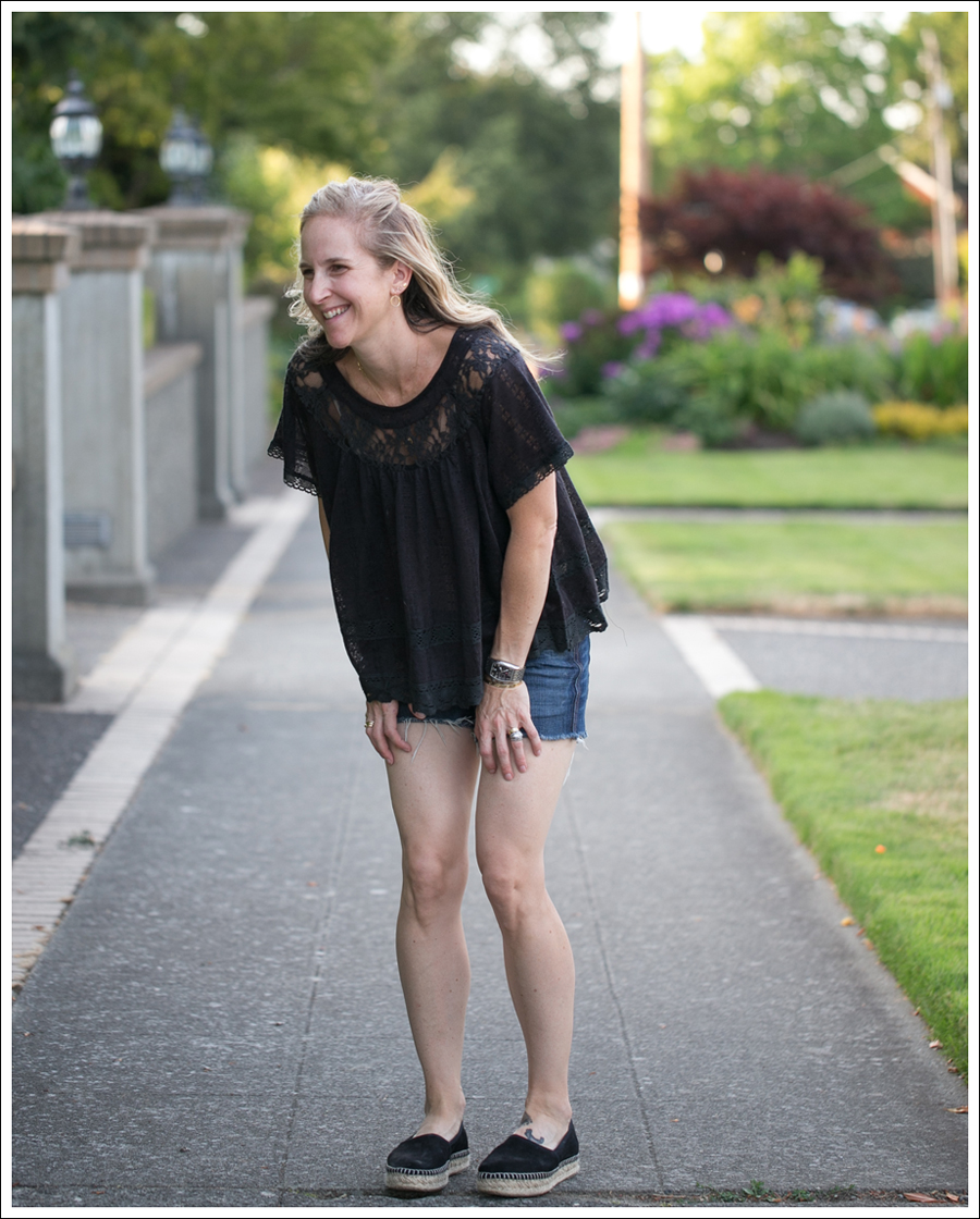 Blog Free People Dandelion Lace Pointelle Top COH DIY Cutoffs ShoeMint Christie Espadrilles-4