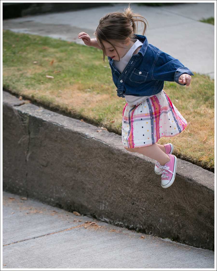 Blog Hanna Andersson Denim Shirt American Apparel Tank Lands End Skirt Pink Converse-6