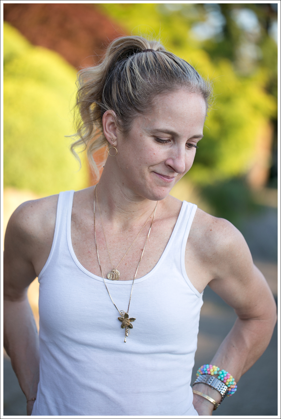 Blog HM White Tank Elizabeth and James Ruben Drawstring Silk Pants Target Shauna Huarache Sandals-6