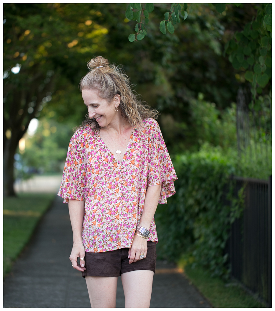Blog Josephine Silk Floral Top Blank NYC brown Suede Shorts Madden Girl Braided Wedge-3