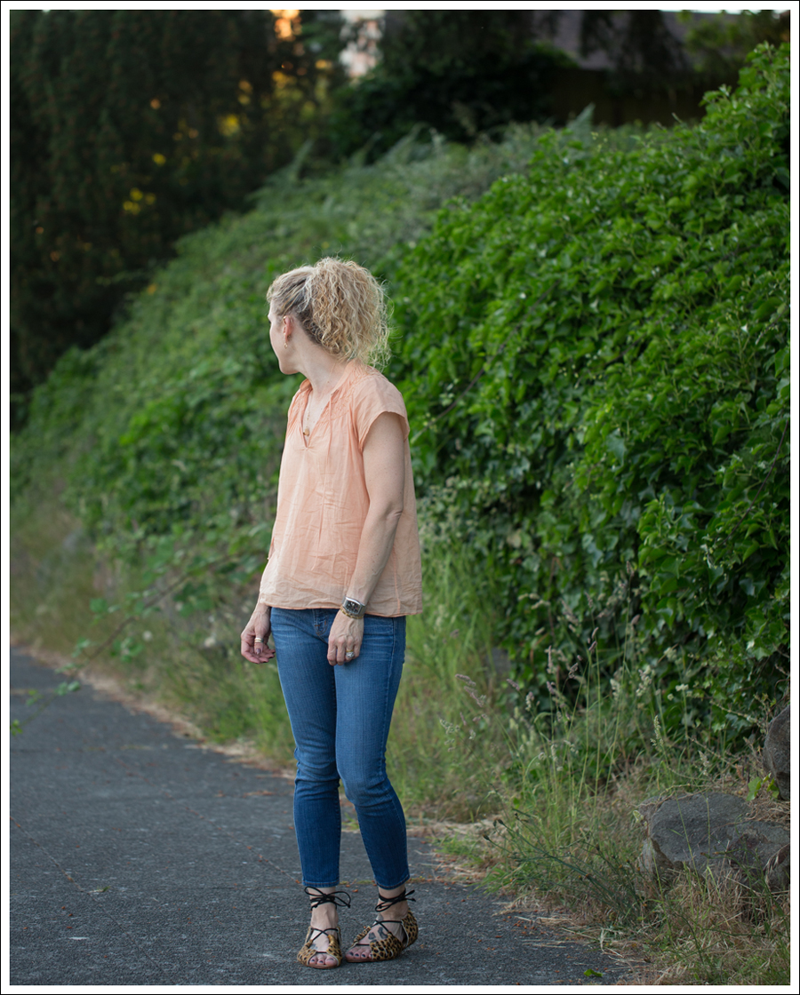 Blog Theory Orange Boho Top J Brand Skinny Crop Zara Leopard Lace Up Sandals-2