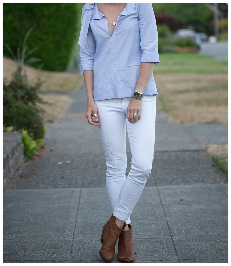 Blog Uniqlo Pinstripe Top DL1961 Amanda Sam Edelman Lisle Booties-2