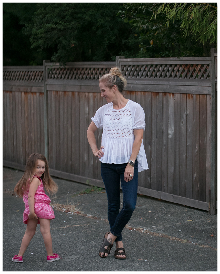 Blog White Eyelet Peplum Top Imogene and Willie Jesse Birkenstocks-1
