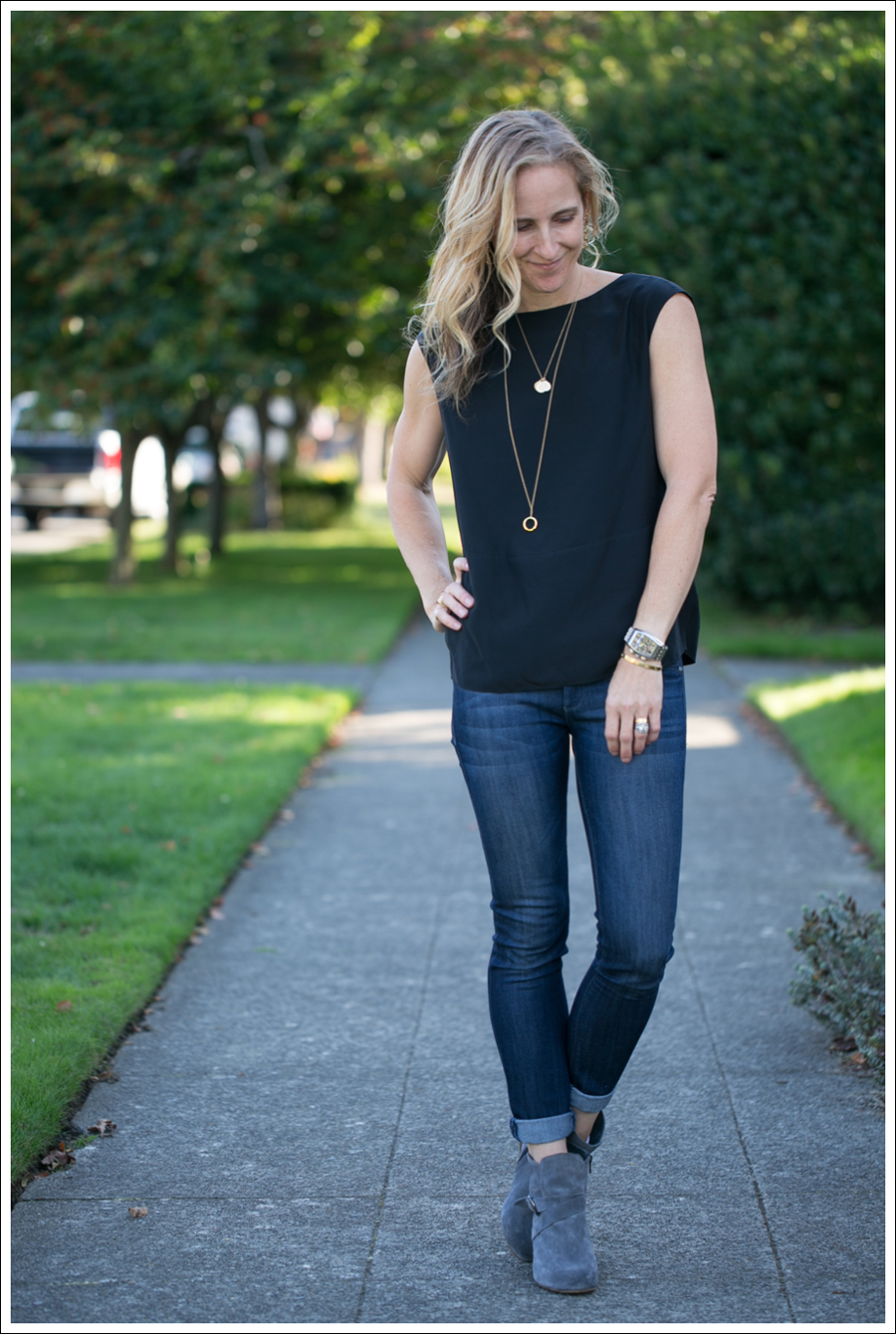 Blog Geren Ford Chain Low Back Top DL1961 Emma Bloom Lola Keim Gray Suede Booties-1