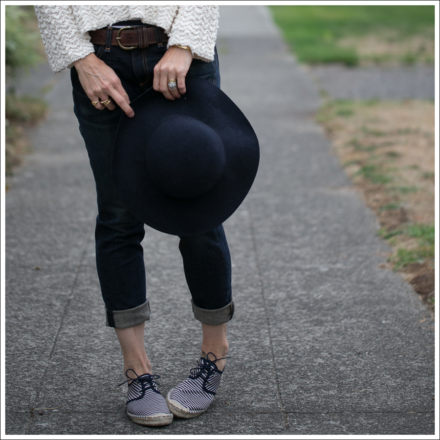 Blog Nordstrom Navy Wool Hat Free People Cropped Sweater Rag Bone The Dre Zara Striped Espadrilles-3