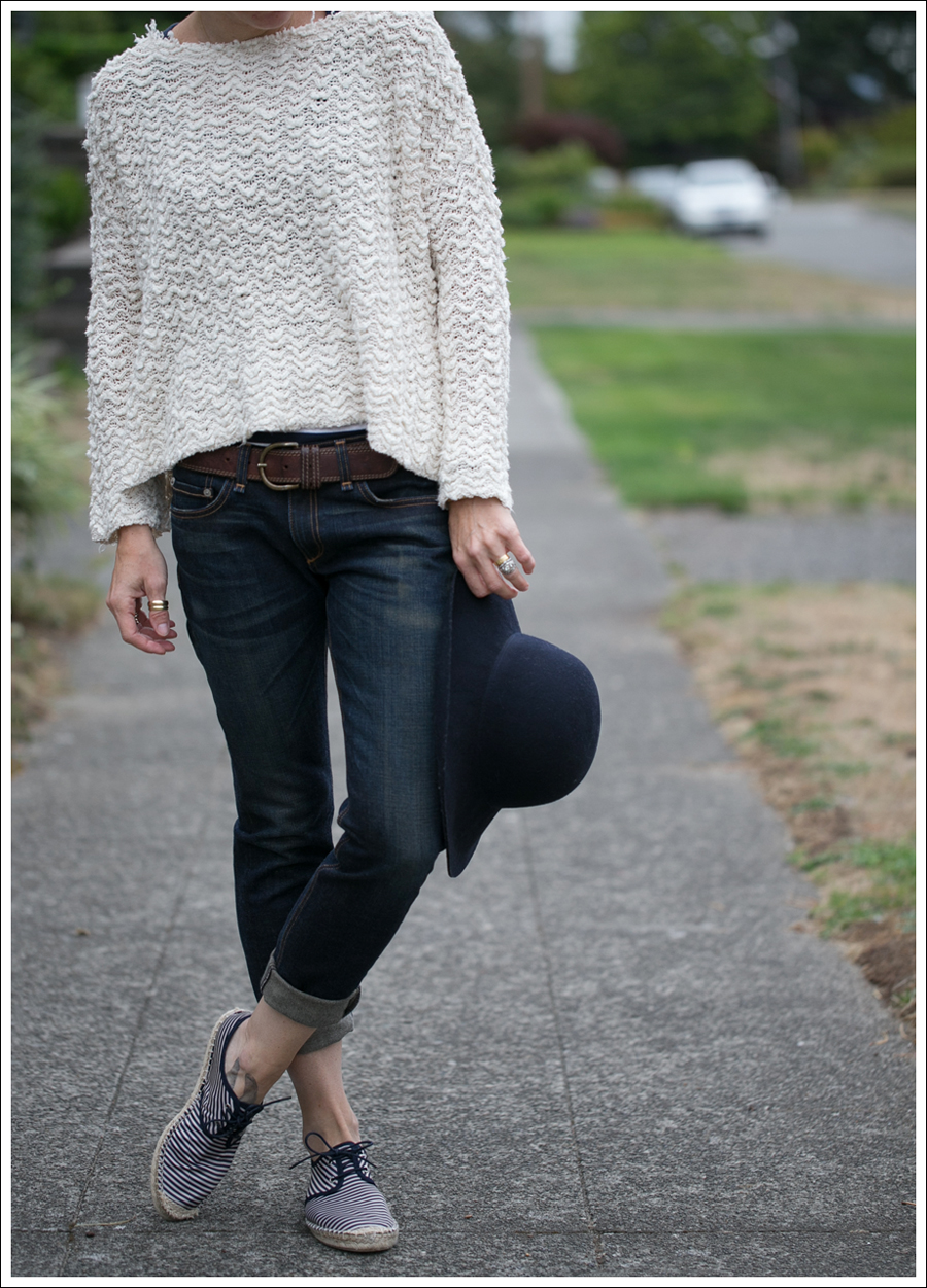 Blog Nordstrom Navy Wool Hat Free People Cropped Sweater Rag Bone The Dre Zara Striped Espadrilles-4