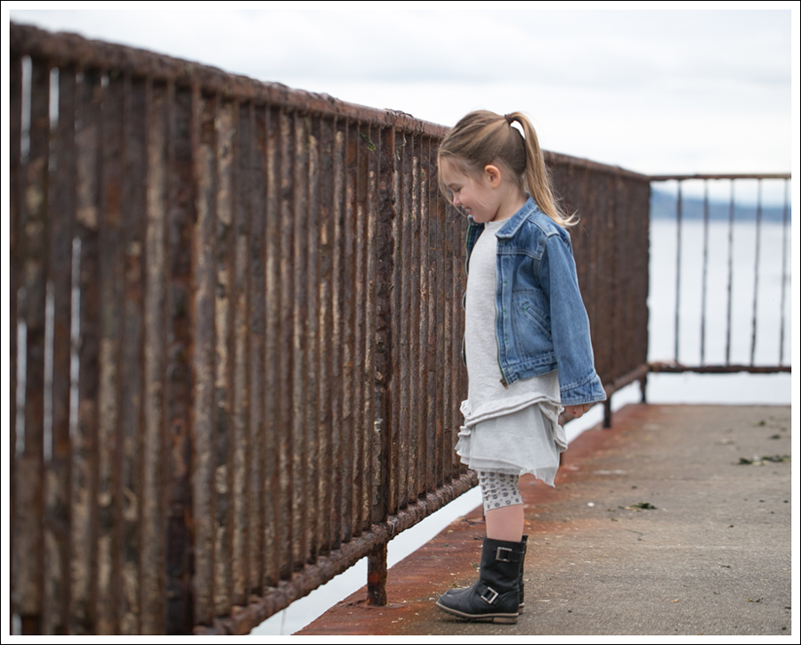 Blog Osh Kosh Denim Jacket CrewCuts Grey Tiered Tee Dress Sparkle Leggings Xhiliration Moto Boots-1