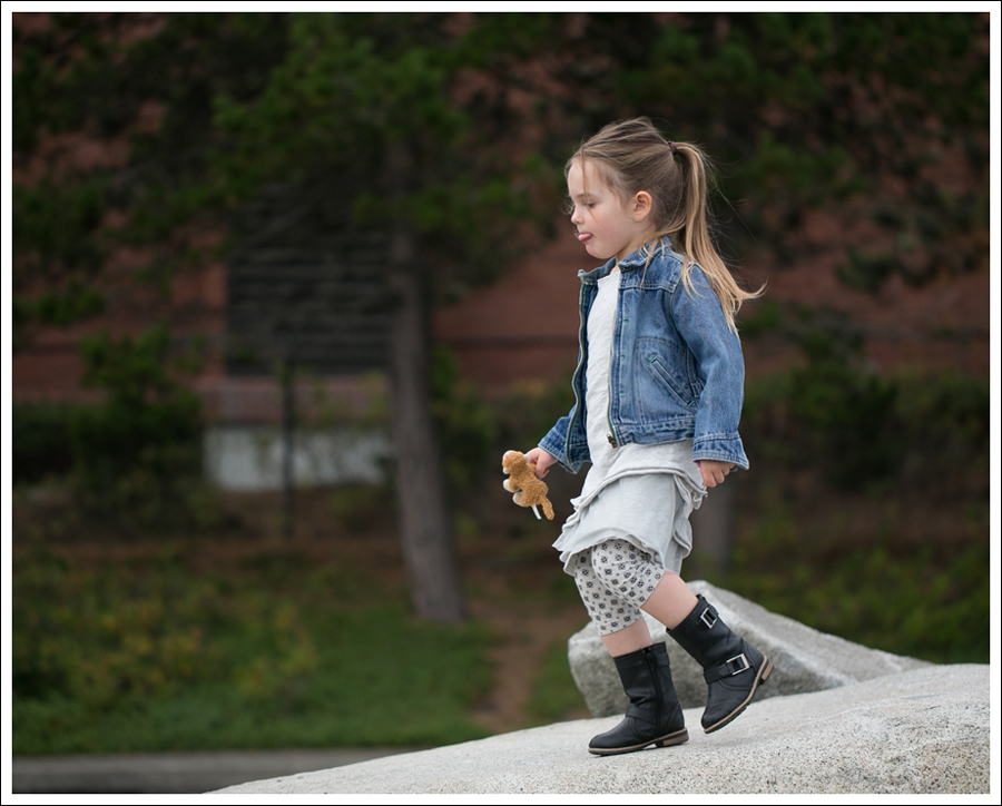 Blog Osh Kosh Denim Jacket CrewCuts Grey Tiered Tee Dress Sparkle Leggings Xhiliration Moto Boots-3