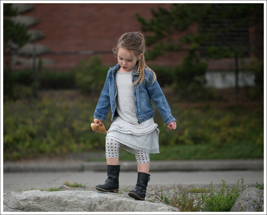 Blog Osh Kosh Denim Jacket CrewCuts Grey Tiered Tee Dress Sparkle Leggings Xhiliration Moto Boots-5