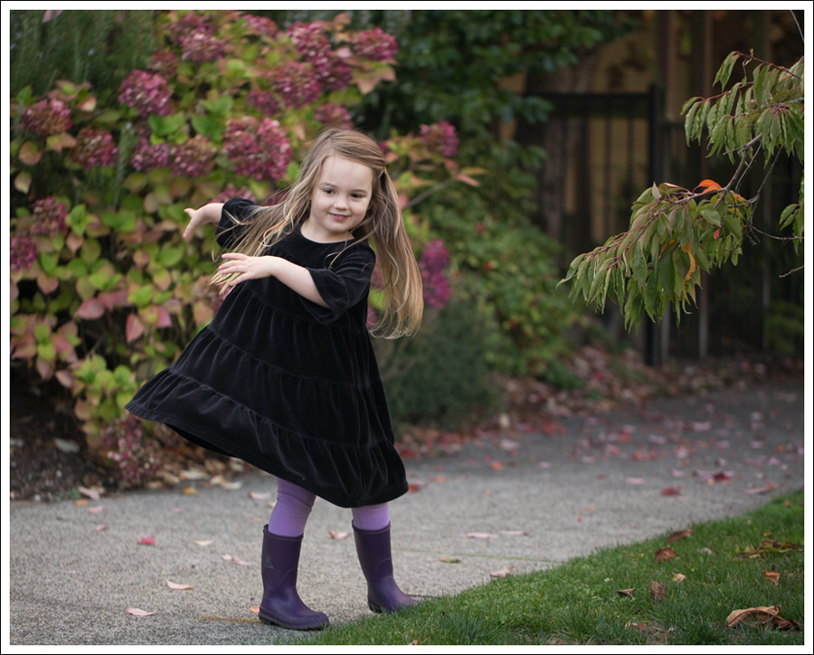 Blog Hanna Andersson Black Velour Twirl Dress Purple Leggings Kamik Rain Boots-9
