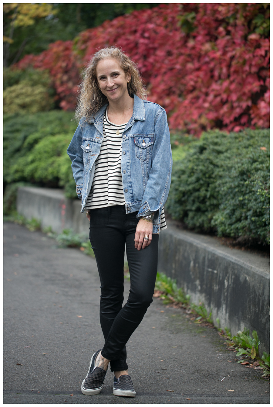 Blog Levis Jacket Free People Madness Stripe Muscle Tank DL1961 River Atlanta Checkered Vans-2