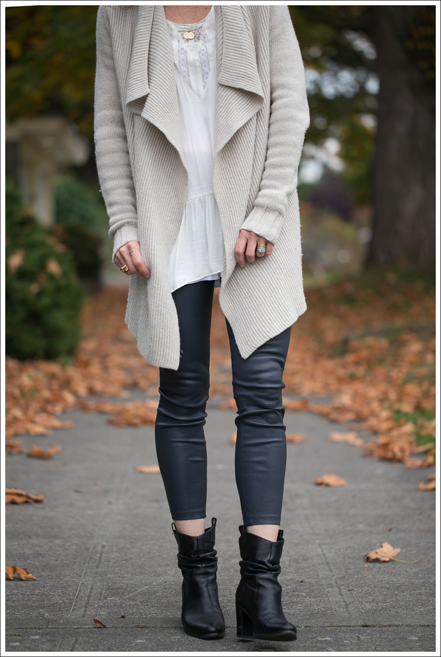 Blog Vince Wool Drape Sweater Zara Tunic Vince Leather Leggings Joan and David Booties-2