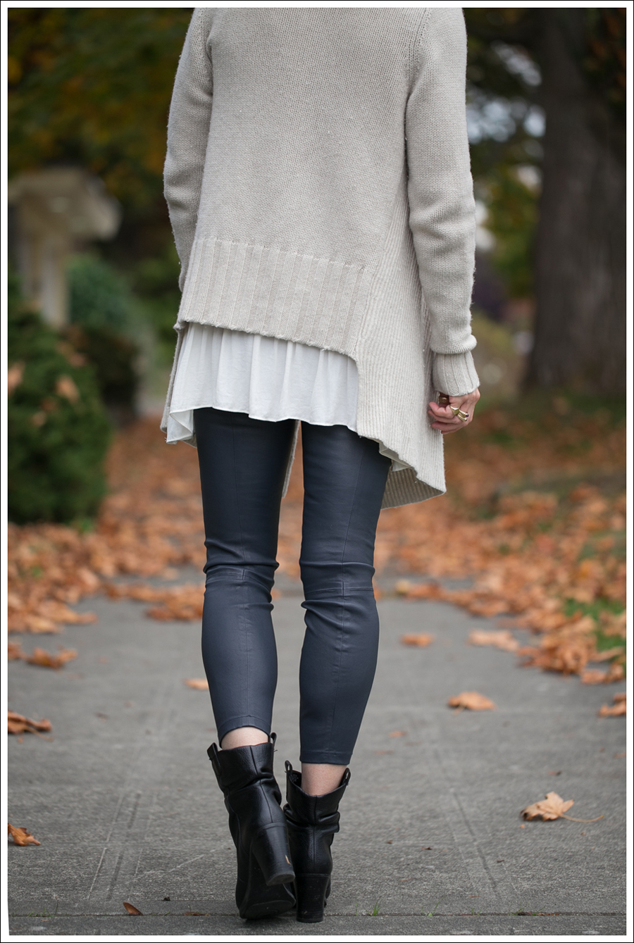 Blog Vince Wool Drape Sweater Zara Tunic Vince Leather Leggings Joan and David Booties-3