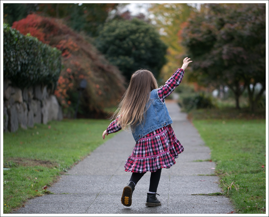 Blog Gap DIY Denim Vest Hanna Andersson Plaid Swing Dress Dr Martens Toddler Boots-4