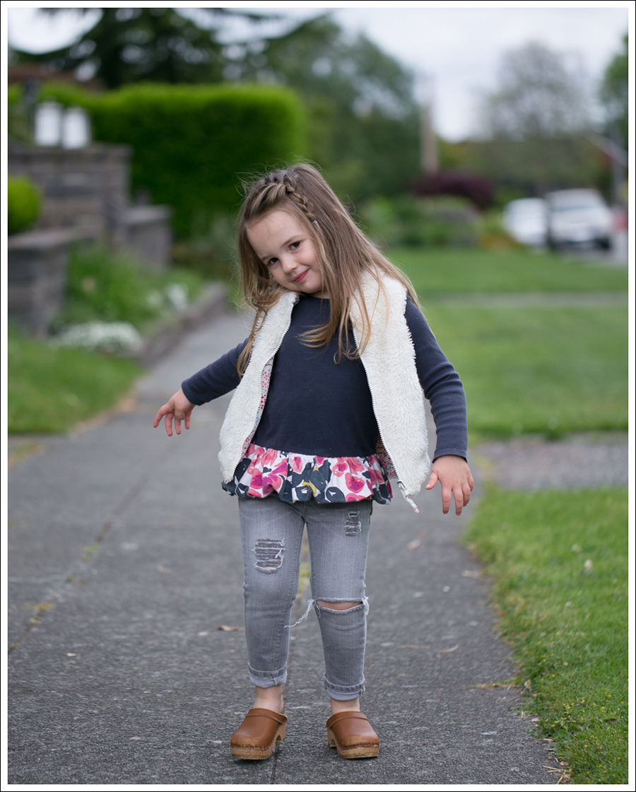 Blog GapKids Faux Fur Reversible Vest Tea Collection Gray Floral Tunic Skinny Mini Destroyed Gray Jeans Sven Clogs-8
