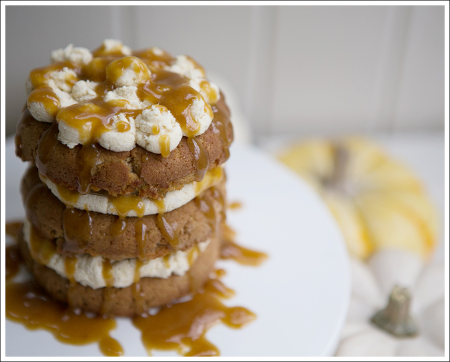 Blog Paleo Pumpkin Cake with Maple Pumpkin Frosting and Caramel Glaze-1