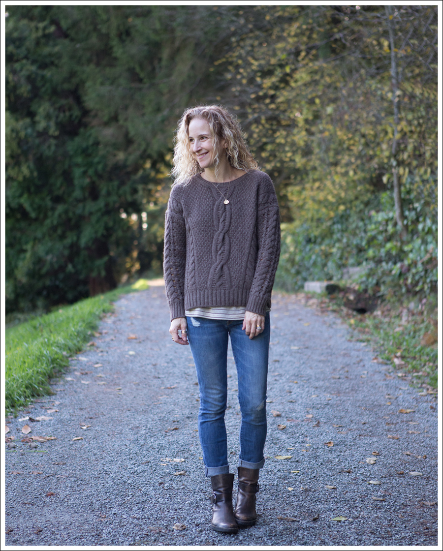 Blog Vince Cable Knit Sweater Destroyed Skinny Jeans Cafe Noire Boots-1