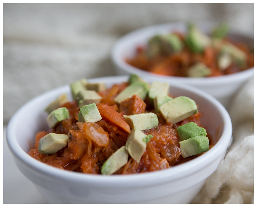 Blog Whole 30 Paleo Spaghetti Squash with Carrots and Avocado-2