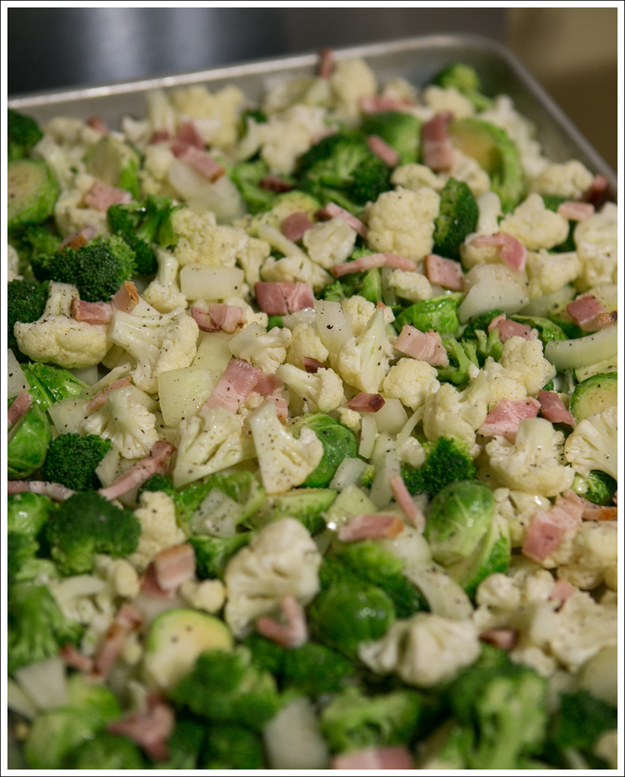 Blog Baked Brussels Sprouts Cauliflower Broccoli Bacon Paleo Whole30-2
