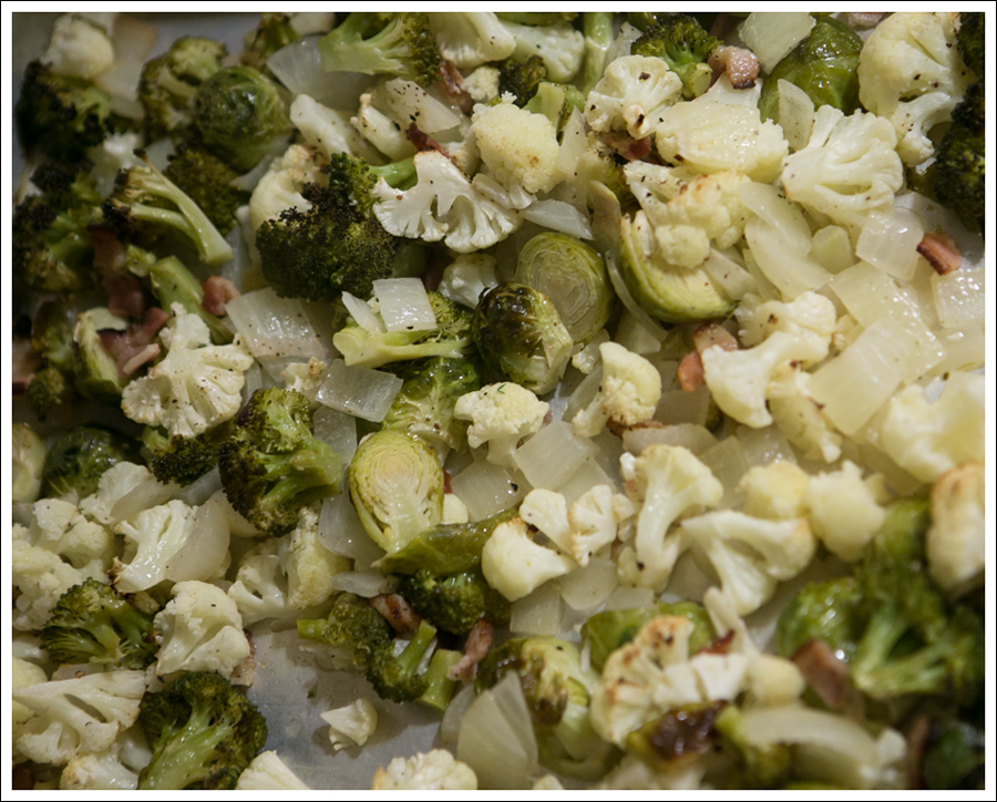 Blog Baked Brussels Sprouts Cauliflower Broccoli Bacon Paleo Whole30-3