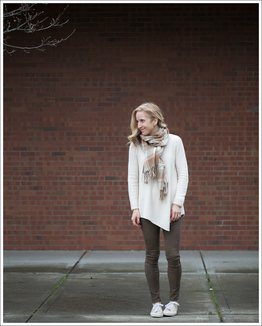 Blog Vintage Plaid Scarf Joie Tambrel Sweater Genentic Shya Suede Deep Olive Gold Superga-1