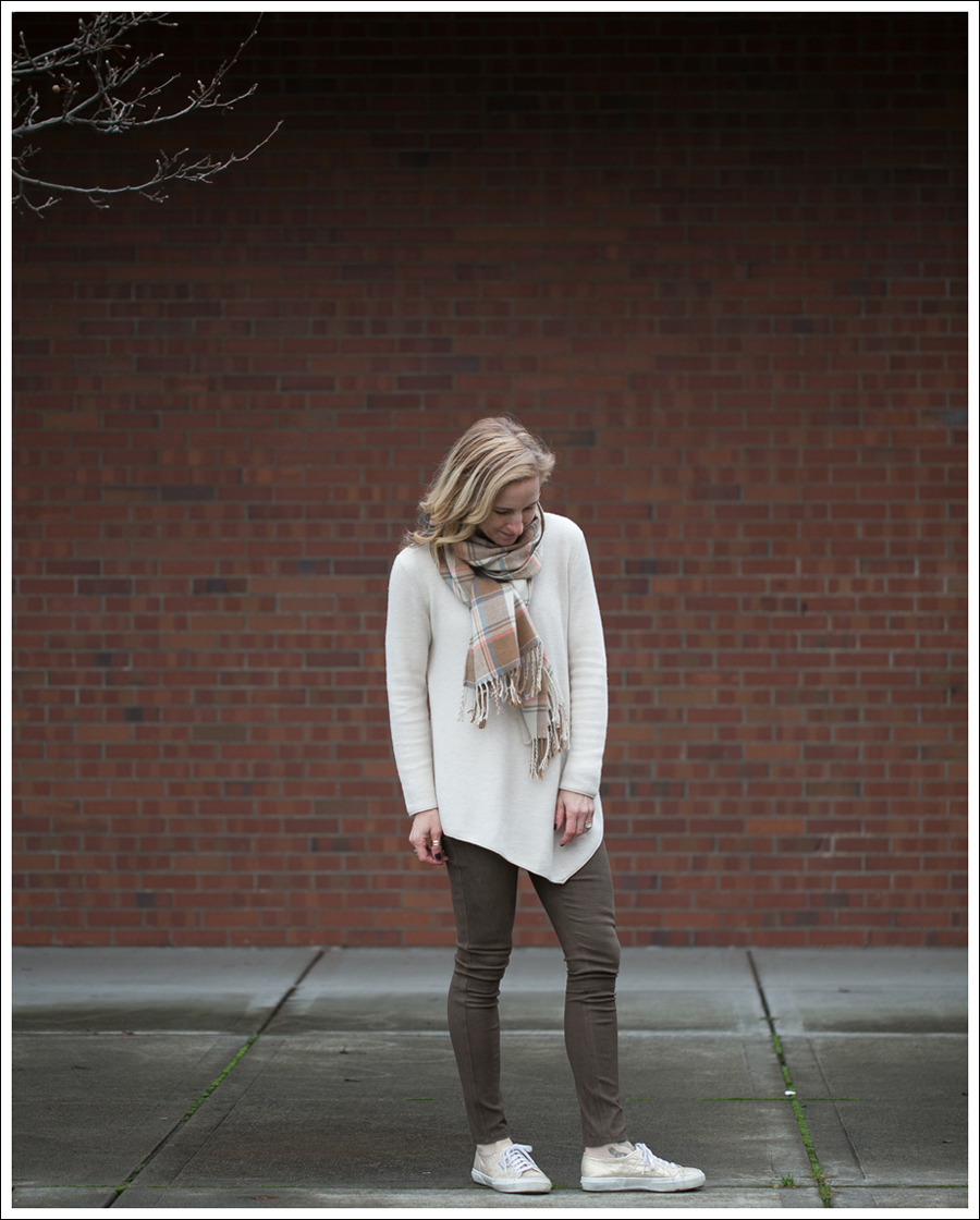 Blog Vintage Plaid Scarf Joie Tambrel Sweater Genentic Shya Suede Deep Olive Gold Superga-2