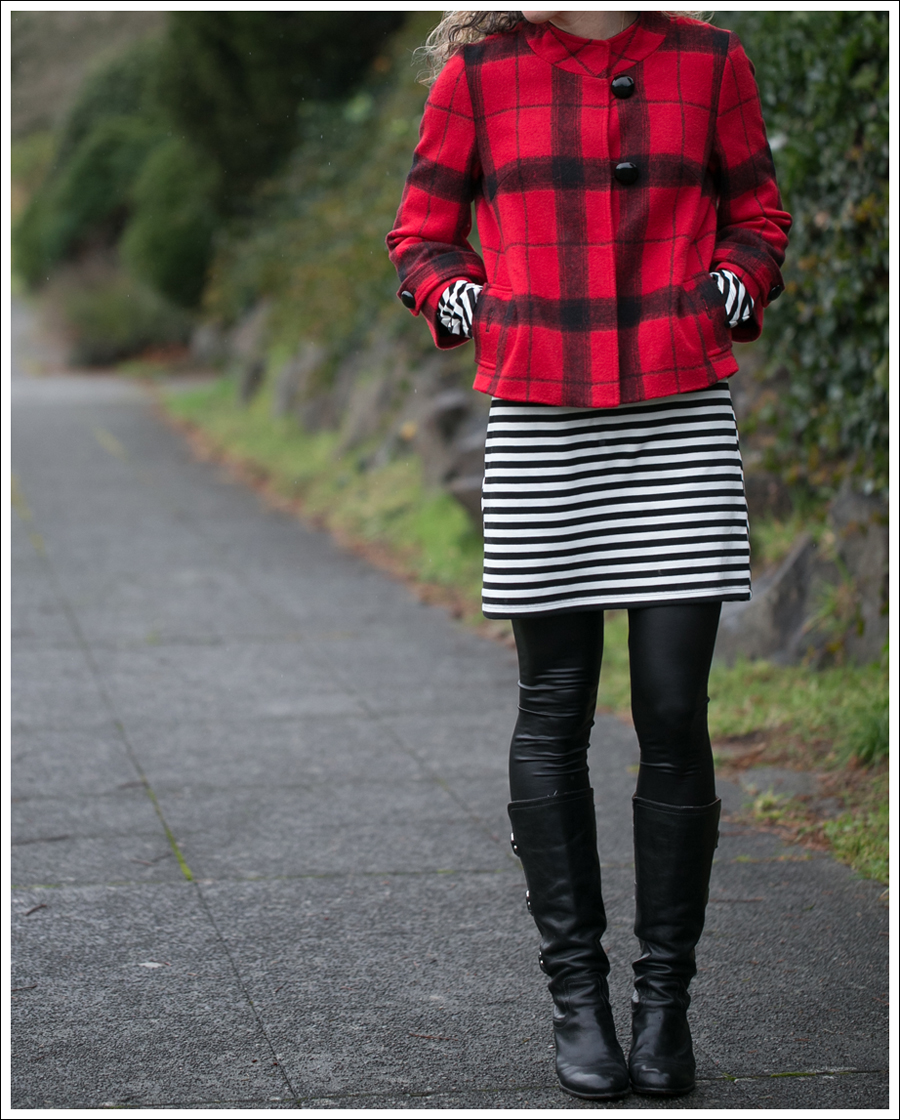 Blog Elliot Lauren Buffalo Plaid Silence Noise Striped Dress Frye Fiona 3 Strap Boots-3