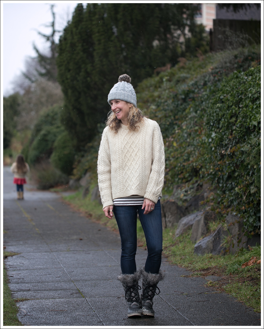 Blog HM Hat Vintage Fishermans Sweater DL1961 Emma Bloom Sorel Tofino Boots-1