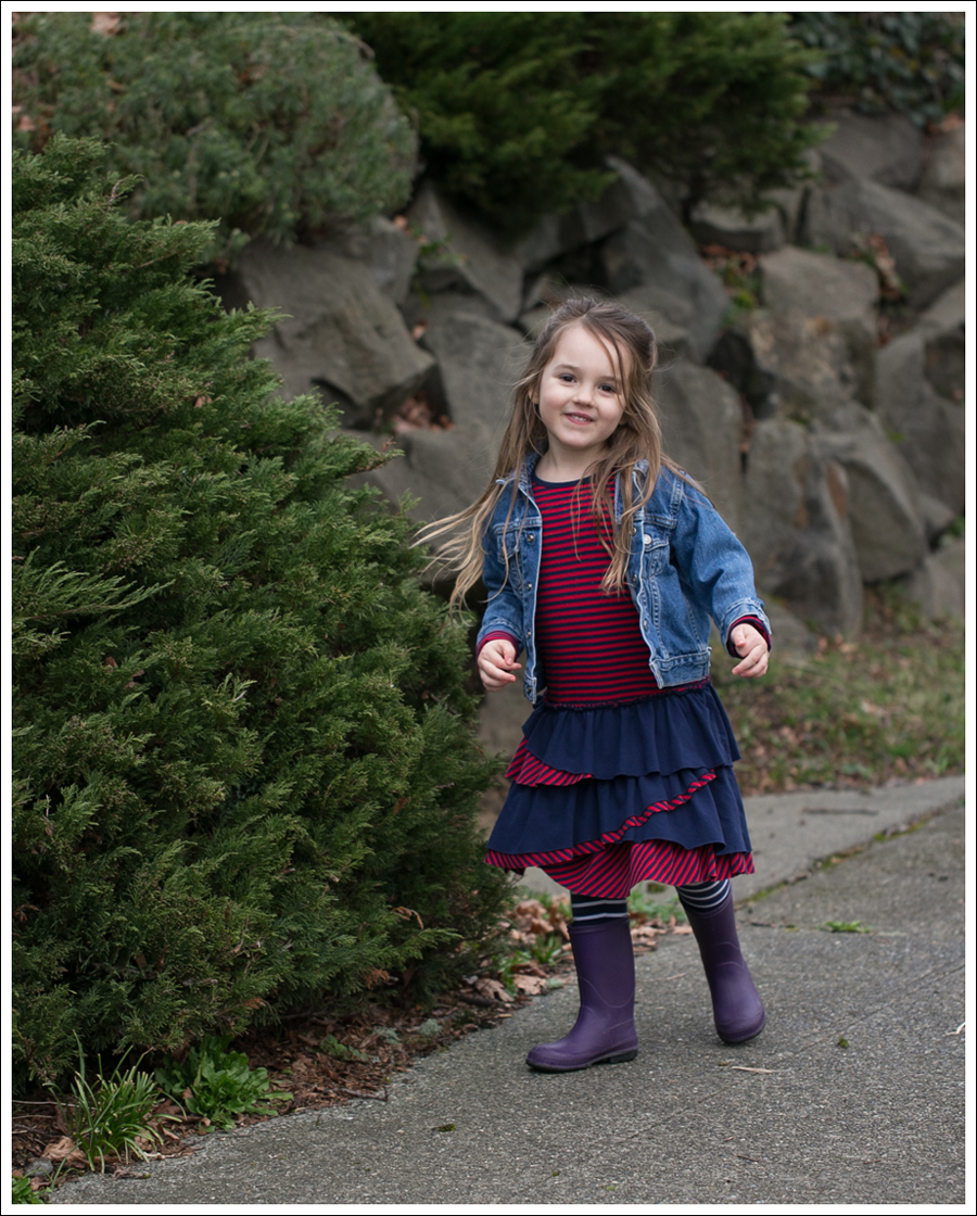 Blog Toddler Levis Jacket Hanna Andersson Tiered Dress Kamik Rain Boots-1
