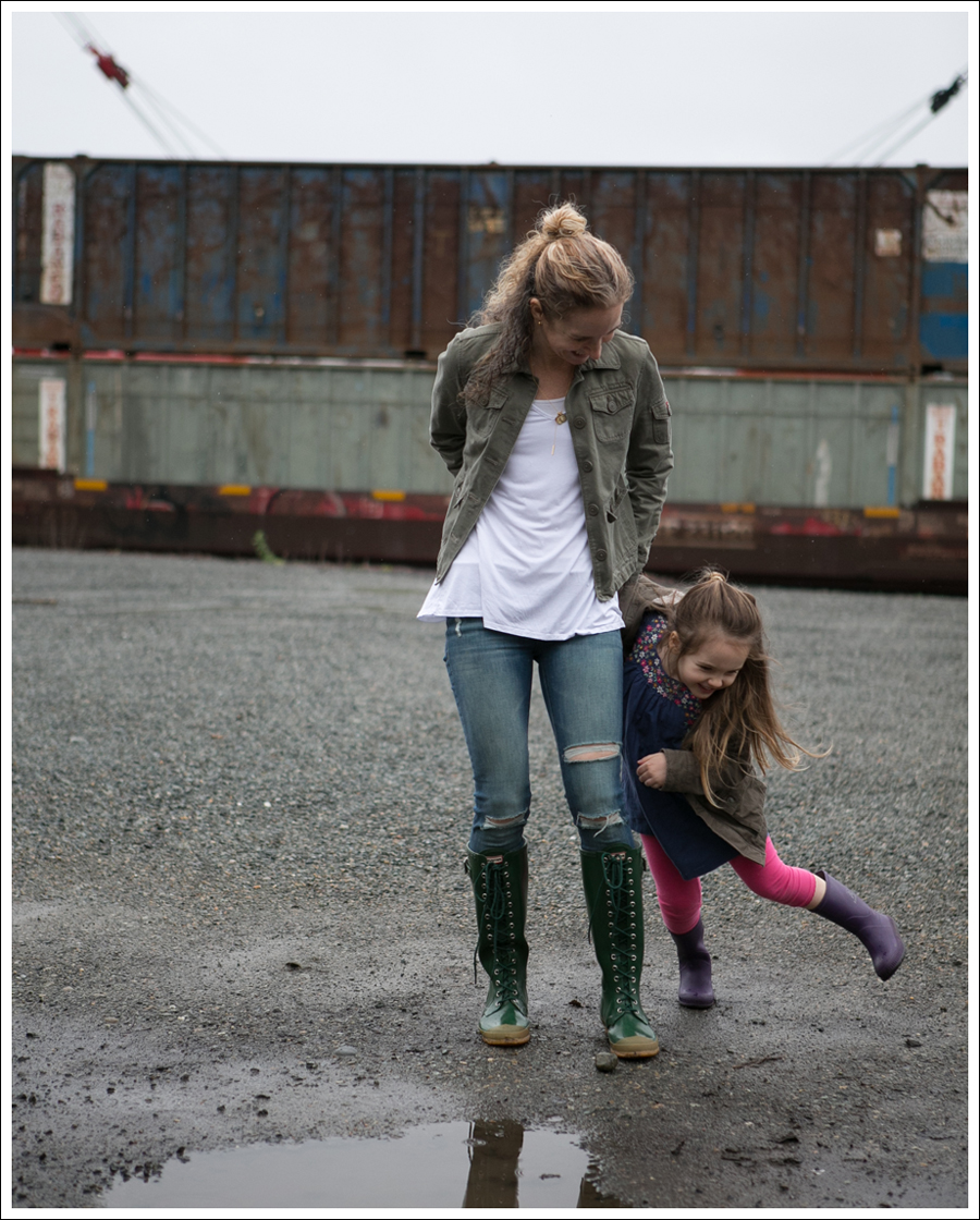 Blog J Crew Military Jacket 3 Dots Tee DL1961 Margaux Gibson Hunter Lace Up Knee Boots-4