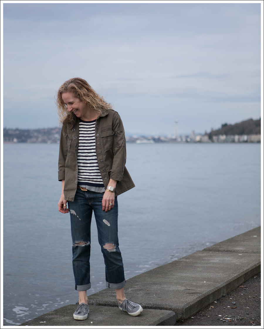 Blog Blank NYC Army Shirt StyleMint Striped Sweater Current Elliott Boyfriend Supergas-2